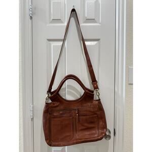 The Leather Store Genuine Tan Leather Hobo / Shoulder Bag w Removable Crossbody